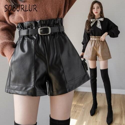 SOBURLUR Women's Leather Shorts