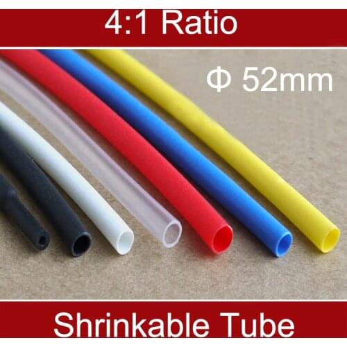 1M Ratio 4:1 52mm Dia Double Wall Black White Red Clear Thermosol Insulation Cable Sleeve Wire Wrap Heat Shrink Shrinkable Tube