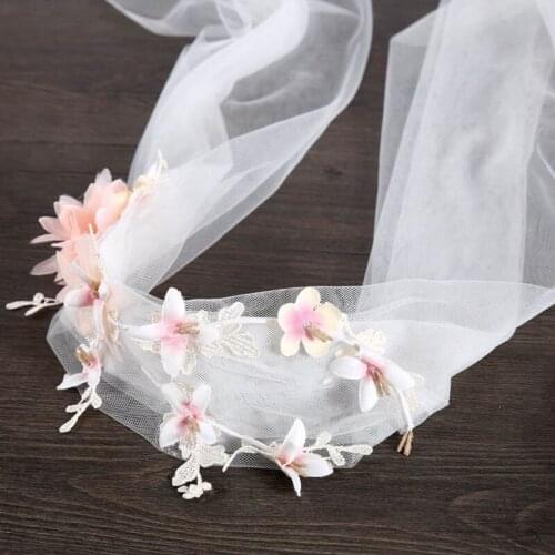 Pink Flower Handmade Bridal Hair Veil Romantic Bridal Tiaras Luxury Headband Bridal Headpiece Prom Wedding Hair Accessor BN