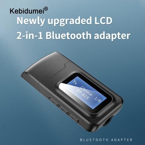 LCD Display USB Bluetooth Dongle Adapter 5.0 2 in 1 Receiver Transmitter for Car PC TV Audio 3.5mm AUX Jack Stereo Adapter
