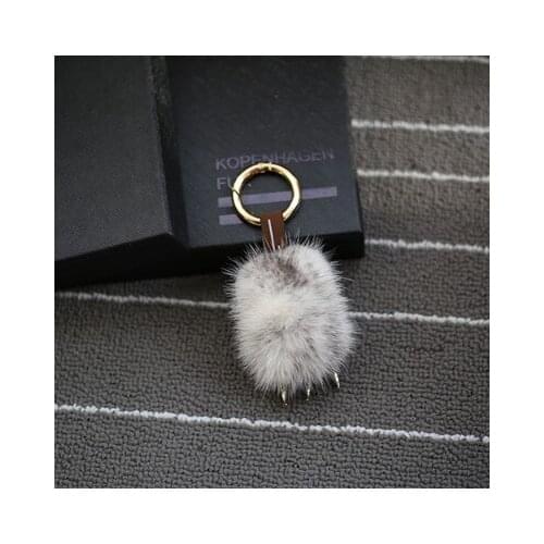 Bear Paw Animal Bag Pendent High Quality Genuine Natural Fox Fur Fluffy Pompom Keychain Key Chain Gold Metal Ring Winter F327