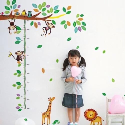 Diy Cartoon Monkey Giraffe Children Height Charts Vinyl Wall Stickers Animal Friend Kids Baby Bedroom Kindergarten Home Interior