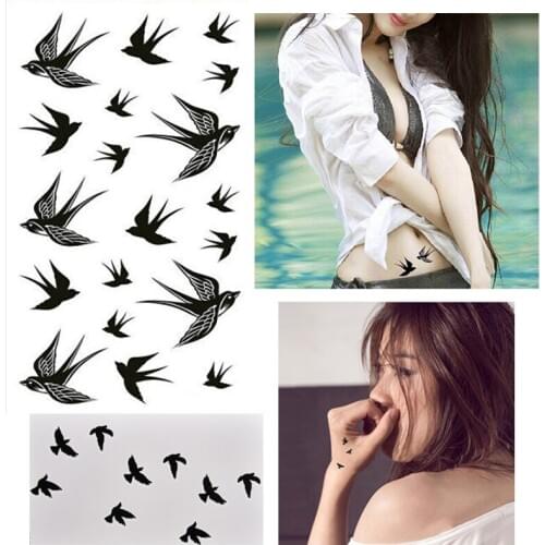 Waterproof Cartoon Bird Swallow Tattoo Stickers Fake Temporary Stickers For Women Body Art