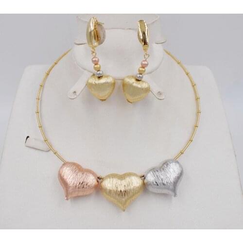 High Quality Ltaly 750 3COLOR color Jewelry Set For Women african beads jewlery fashion necklace set earring jewelry