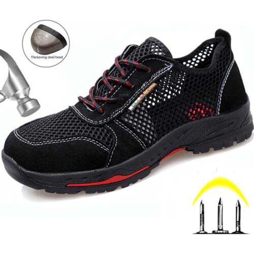 Protective Mens Safety Shoes Breathable Work Boots Male Anti-Puncture Work Shoes Steel Toe Cap Safety Boots For Men Sneakers
