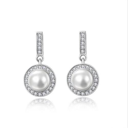 Luxury Zircon Round Earrings Women Jewelry Vintage Silver 925 Sterling Earring For Lady Princess Christmas Accessories Girls