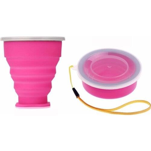 1Pc 100-200ml Portable Silicone Retractable Folding Cup With Lid Telescopic Collapsible Drinking Cup Outdoor Travel Water Cup