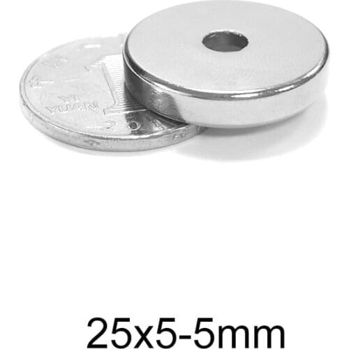 2~20PCS 25x5-5 mm Permanent NdFeB Magnets Strong 25*5 mm Hole 5mm Round Countersunk Neodymium Magnet With Hole 25X5-5mm 25*5-5