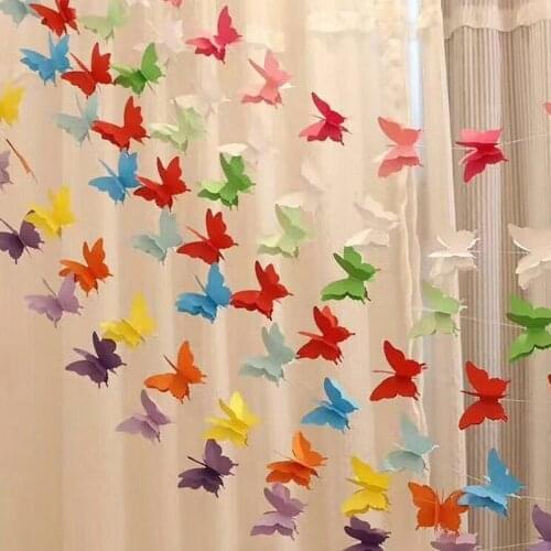 2.8m Colorful 3D Butterfly Paper Garland Banner Hanging Bunting for Baby Shower Wedding Birthday Party Home Room Decoration