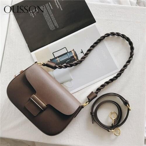 OUSSON 2021 New Design Small Square Leather Crossbody Bag Exquisite Female Retro Shoulder Bag For Woman
