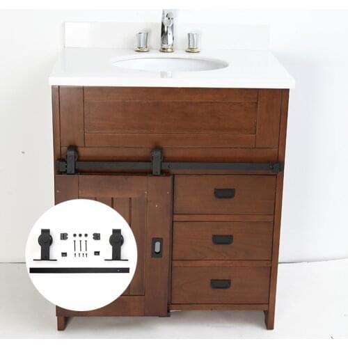 3.3 FT High Cost-Effective Black Carbon steel REAL mini sliding closet barn door hardware for cabinet door