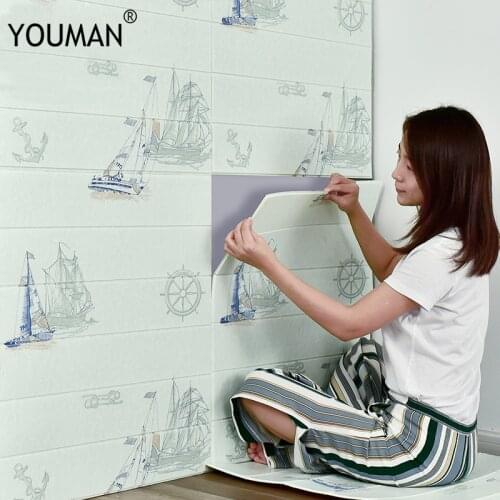 YOUMAN 70cmX70cm 3d Wallpaper PE Foam Wall Sticker DIY Wall Stickers Wall Decor Embossed Kindergarten Waterproof Backdrop Decal