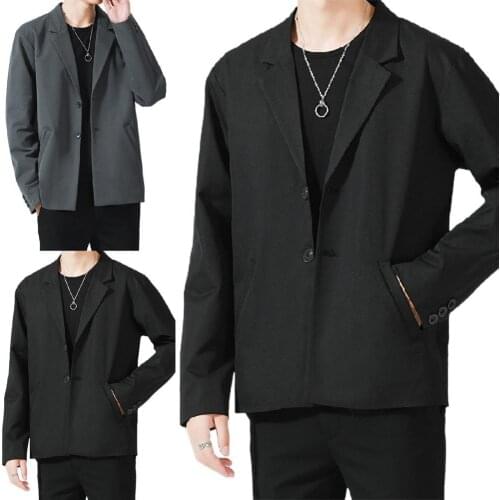 80% Hot Sales!! Men Blazer Single-breasted Solid Color Summer Lapel Pockets Jacket for Daily Wear