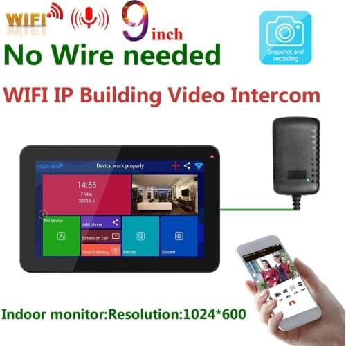 9 inch Wireless Indoor Monitor, WIFI Video Doorbell Intercom Monitor for 1080P Video Door Camera