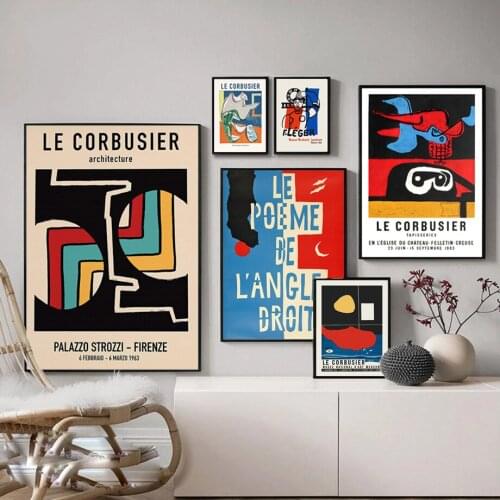 Le Corbusier Abstract Exhibition Vintage Wall Art Canvas Painting Nordic Posters And Prints Wall Pictures For Living Room Decor
