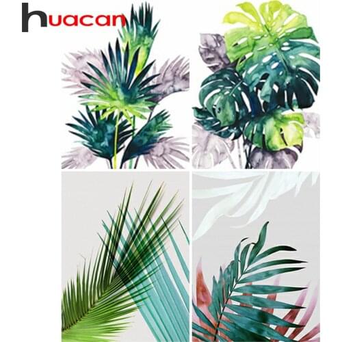 Huacan Diamond Painting Plant Cross Stitch Diamond Embroidery Mosaic Leaves Decoration Painting With Diamonds