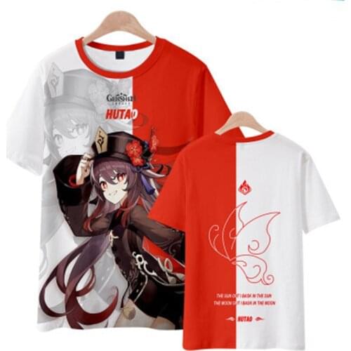 Anime Game Genshin Impact COSPLAY ZHONGLI HUTAO GANYU XIAO TARTAGLIA Fashion Printing Loose Boys And Girls Short Sleeves