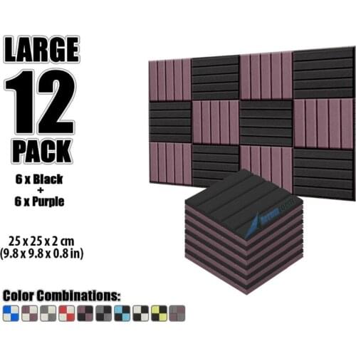 Arrowzoom 12 pcs 9.8" x 9.8" x 0.8" Color Combination Flat Wedge Tile Studio Sound Absorbing Panel Acoustic Foam Treatment
