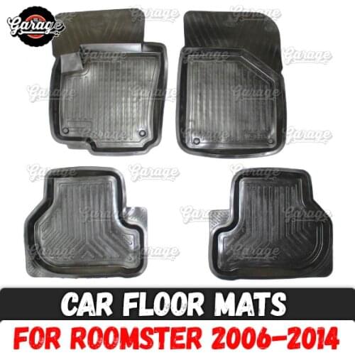Car floor mats case for Skoda Roomster 2006-2014 rubber 1 set / 4 pcs or 2 pcs accessories protect of carpet decoration