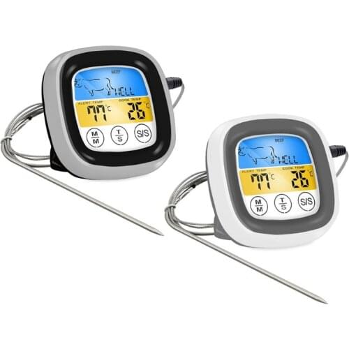 Food Cooking Wireless Barbecue Thermometer Touch Screen with Probes and Timer for Oven Meat Grill BBQ