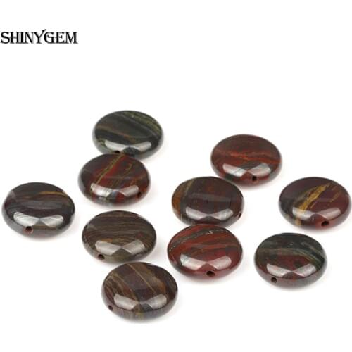 16mm Flat Round Natural Dark Red Brown Tiger Eye Stone Loose Bead For Necklace Bracelets DIY Jewelry Charm Making Material 10pcs