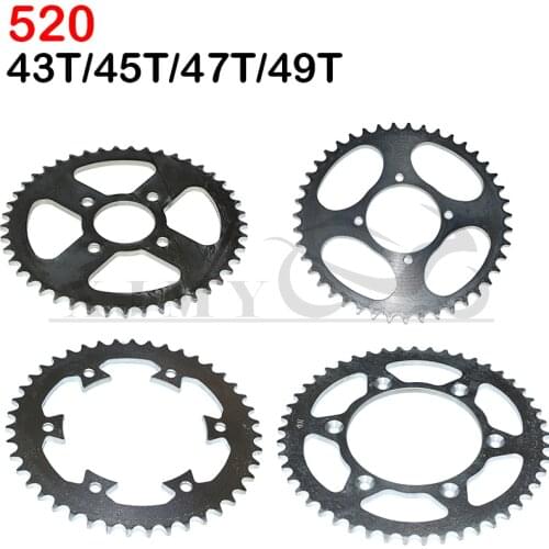 520 Chains 43T/45T/47T/49T Motorcycle Chain Sprockets Rear Back Sprocket For ATV Quad Pit Dirt Bike Motorcycle Motor Moped