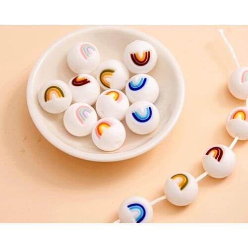 Baby Silicone Rainbow Teether Silicone Beads Pacifier Chain Food Grade Silicone Pandents DIY Teething Toys For Teeth Tiny Rod