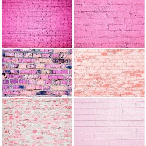 Pink Brick Wall Backdrop Photocall Decor Baby Shower Pet Photos for Photography Photographic Vinyl Background Studio Shoot Prop