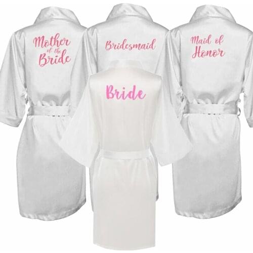 Bride Bridesmaid Letters Robes.Bride Robes Pajamas Bathrobe Nightgown.Women Satin Wedding Kimono Sleepwear Get Ready Robes