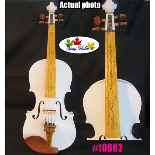 Nice White colors best craft 4/4 electric violin +Acoustic violin #10662