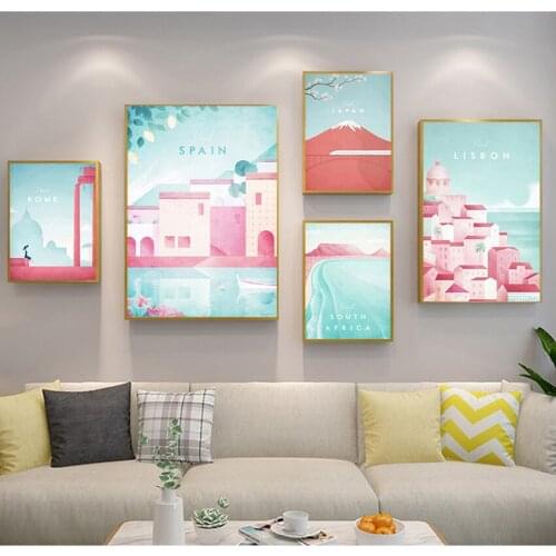 Art Posters and Prints Pictures For Living Room Decor Famous World Travel Rome Poster Spain Attractions Canvas Painting Wall