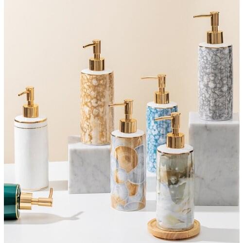 390ML Ceramic Hand Sanitizer Press Bottle Holder Creative Bathroom Lotion Shampoo Shower Gel Bottle Sub-bottles