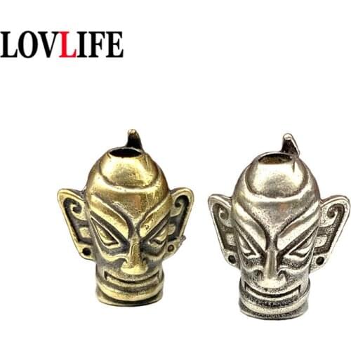 Brass Chinese Ancient Legend Portrait Knife Beads DIY Umbrella Rope Handmade Woven Hanging Jewelry Accessories Keychain Pendants