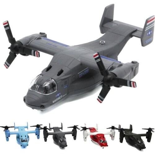 Alloy Diecast Osprey V22 Helicopter Light Pull Back Millity Transport Aircraft Machine kids Collection Toy Aircraft Model