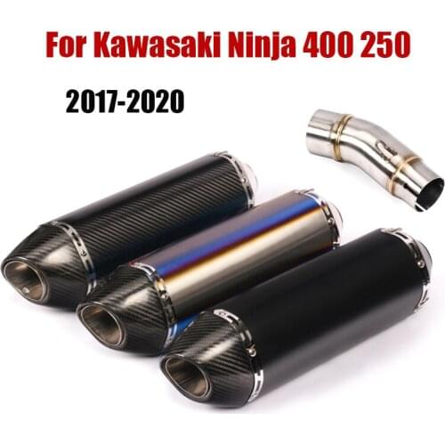 Modified Exhaust Tips 51mm Muffler Pipe Connecting Tube Escape Middle Link Pipe Slip On For Kawasaki Ninja400 Ninja250 2017-2020