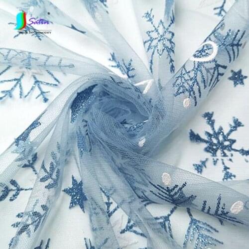 Fashion Gilding Glitter Silver Snowflake Star Soft Mesh Fabric Activities Party DIY Baby Doll Dress headwear Background Fabric