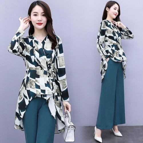 Large size Fashion suit ladies professional wear 2021 spring autumn new temperament casual wide-leg pants tooling two-piece suit