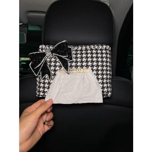 New Fashion Hanging Creative Cute Car Seat Back Pumping Paper Box Camellia Sun Visor Car Tissue Box