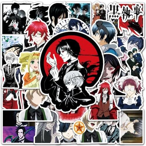 2021 New Cartoon Two-dimensional Cartoon Black Deacon Anime Graffiti Decoration Suitcase Guitar Waterproof Sticker Wholesale