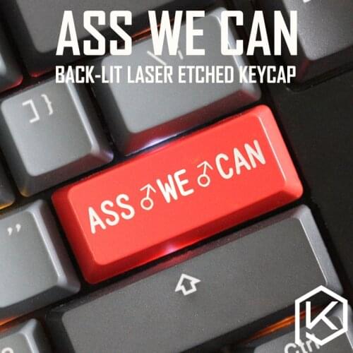Novelty Shine Through Keycaps ABS Etched, Shine-Through ass we can Billy Herrington king red for keyboard enter 2.25u