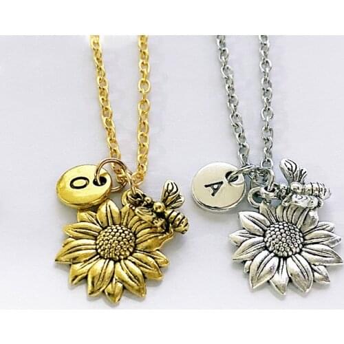 New Creative Design Bee Pendant Necklace Fashion Gold Plated silver plated Sunflower Chains Necklaces for Women Girls Gifts