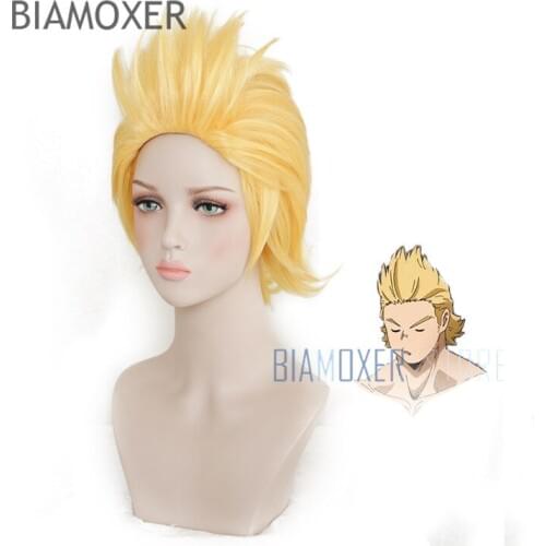 Biamoxer Anime Boku no Academia Cosplay Mirio Toogata Golden Cosplay Wigs Halloween Cosplay Role Play My Hero Academia
