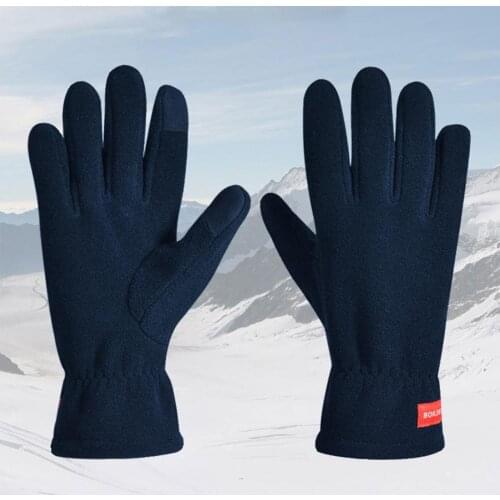 1 Pair Winter Gloves Double-layered Bicycle Gloves Skin-friendly Touch-screen Full Finger Mountain Motorcycle Gloves for Cycling