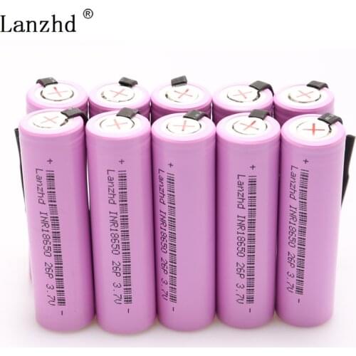INR18650 Rechargeable Battery 18650 for 18650 batteries Li-ion 20A Discharge 2600mAh 3.7V + DIY Nickel Sheets