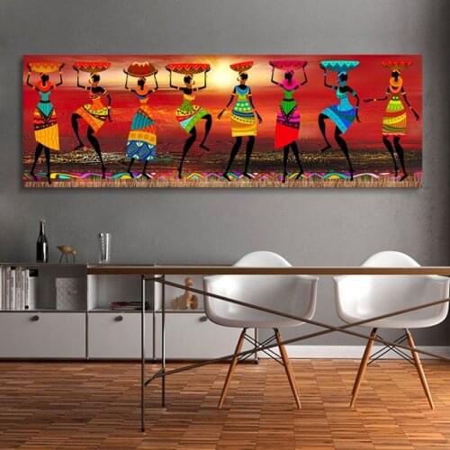 Festive Red African Women Dancing Living Room Decorative Painting Background Wall Painting Decoration Bedroom Home Decor Canvas