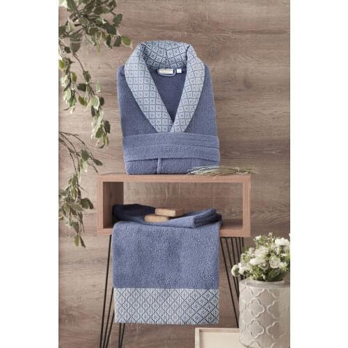 Premium 100% Cotton Mens Bathrobe Set Soft Water Absorbent Head Towel Face Towel Bath Dressing Gown Nightgown New Season