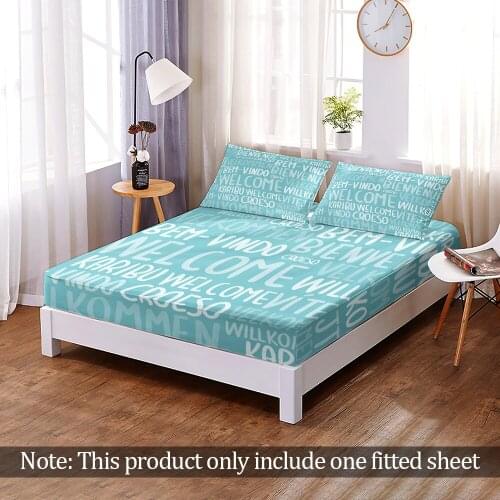 3D Print English Alphabet Custom Fitted Sheet Queen King Size Elastic Band Modern Fashion Bed Sheet 1pc Home Bedroom Decor
