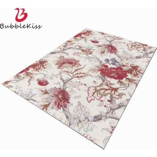 Bubble Kiss Nordic Style Vintage Flower Pattern Carpet Customized Non-Slip Carpet for Living Room Home Thickened Bedroom Rug