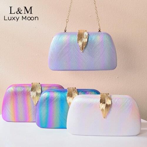 Women Bridal Wedding Evening Bag Metal Leaf Designer Bag Small Chain Storage Handbag And Purse Female Party Shoulder Bag X422H