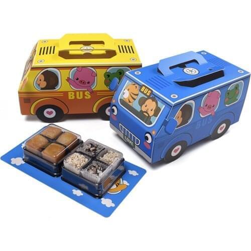 Cartoon Car Paper Candy Gift Box Blue Gift Bags with Holder Packaging Boxes Boys Girls Kids Baby Shower Party Favors Gifts
